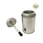 4oz empty tyre repair glue tin can with screw top and black hair brush