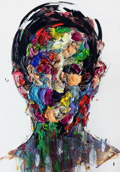 Pintado à mão impressionismo colorido rosto homem rosto pintura a óleo pintura da arte da lona para decoração