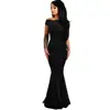 Latest Design Fashion Black Bardot Lace Maxi Evening Dress