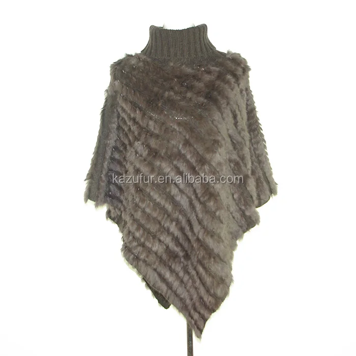 rabbit fur cape knitted triangle fur cape,kz14087