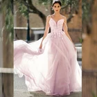Applique Middle East Custom Beach Style Spaghetti Strap Purple Wedding Dress