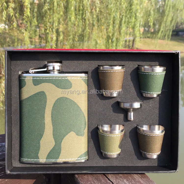 promotion gift stainless steel leather hip flask with heat