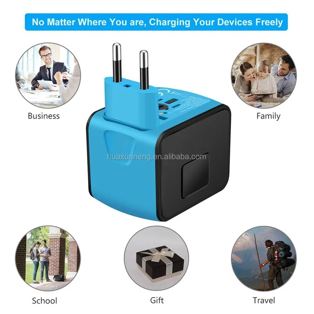 4 usb worldwide universal travel adapter eu us uk au plug all in
