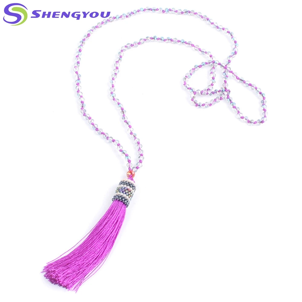 Handmade Jewelry Latest Design Tassel Bead Necklace with Multiple Colors