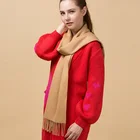 Yiwu wholesale winter wear plain dyed woven solid fashion wool red scarf