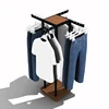 Custom Clothes Store 4 Way Wood Metal Hanging Clothes Display Racks Stand Retail Clothing Rack