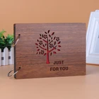 Waterproof Cover Ring Binding 6x8 Wood Carved Photo Album With 250 GSM Black Pages