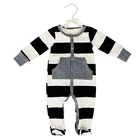 Cotton Baby Boy Clothes Romper Jumpsuit Wholesale Striped Newborn Romper With Pocket Boy Footed Jumpsuit