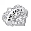 Women Crystal Heart Letter Believe Charm Custom Jewelry Pendant