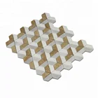 Hexagon Shape new design mixed material white brown marble Mosaic Tiles