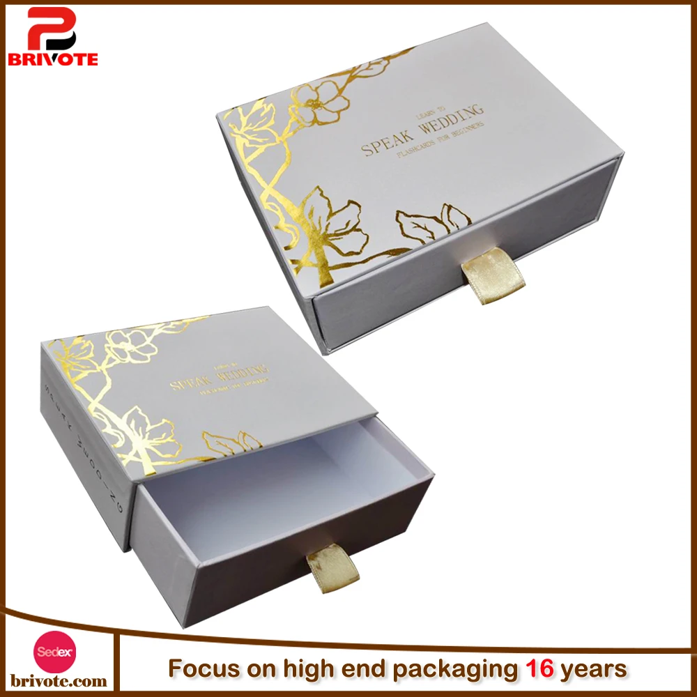 custom jewelry paper cardboard sliding drawer gift packaging