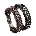 Fashion Leather Rope Braid Cuff Bangle Bracelet Mens Punk Leather Wrap Chains Bracelet