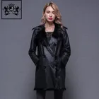 Fad and nobleness clothes women real kid goatskin leather fur coat double face leather jacket for ladies