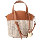 The new holiday wind straw bucket bag pu leather shoulder messenger bag women