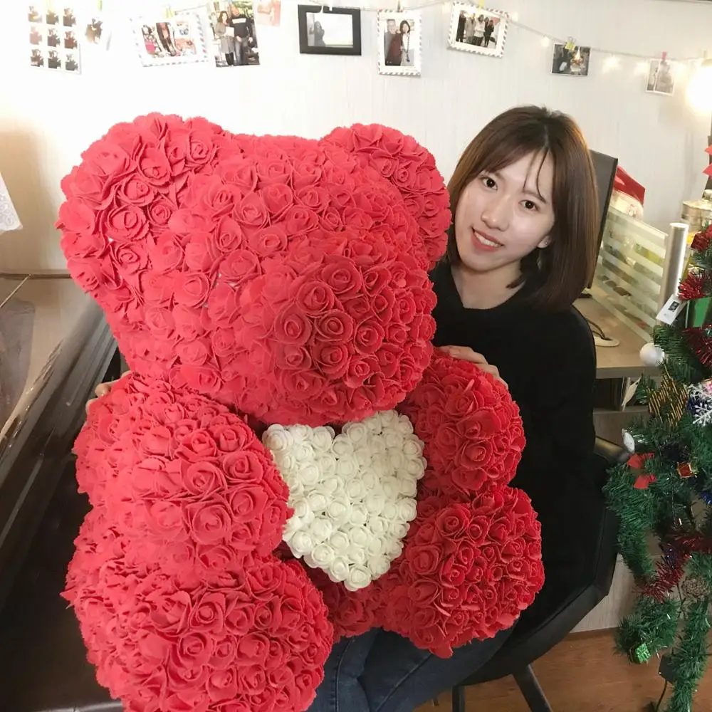 foam rose teddy bear