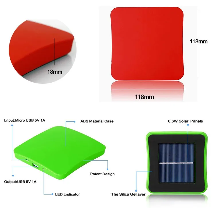 CE RoHS FCC Car Window Solar Battery Mobile Phone Power Bank Portable Charger