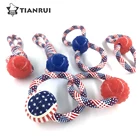 2018 new style good quality pet products cotton rope toy with tpr balls