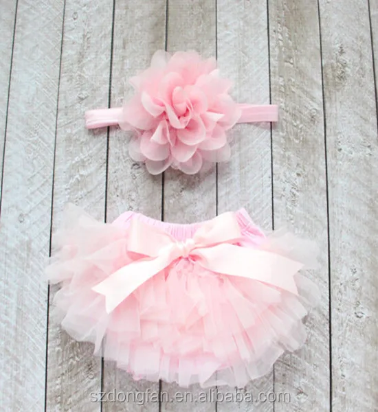 Baby Ruffle Bloomers lace Layers Baby Newborn Flower Shorts Cute Summer Satin Pants With Headband