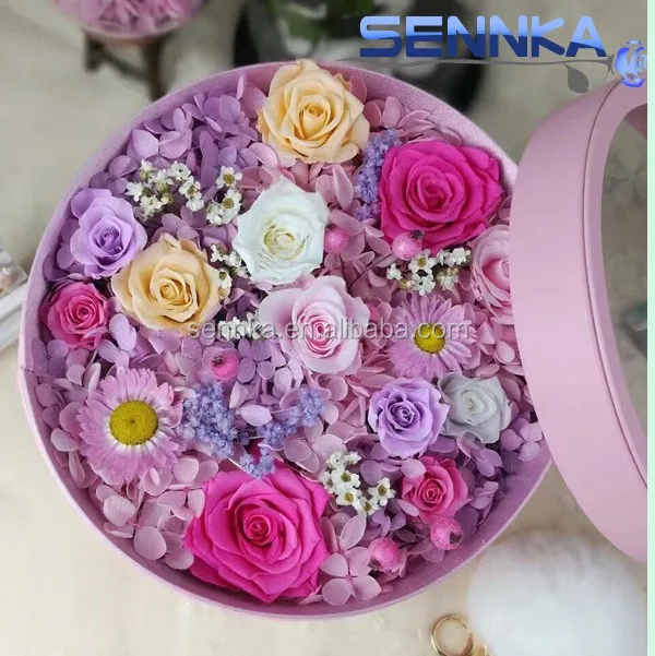 christmas gifts diy preserved flowers material round gift box