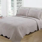 Wave Edge Embroidered Patchwork Bedspread Quilt Set