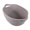 OEM Natural Cotton Thread Woven Rope Flat Storage Basket Bin Hamper with Handles for Nursery Kid's Room Storage White and Flat