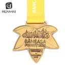 Huanhai factory custom die casting metal leaf shape marathon gold medal sport cheap