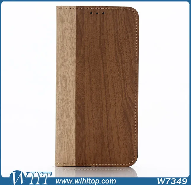 Wooden Wallet Leather Case for Samsung Galaxy S7, for S7 Case