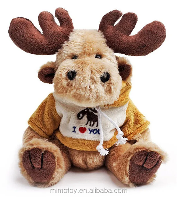 new xmas moose deer plush toys with red scarf embroider logo