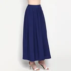 Women Long Pleated Plain Elegant Maxi Skirt