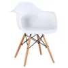 Cheap Wholesale Modern Luxury White Plastic Bucket Wooden legs Armchair Kitchen Dining Room Chair for sale