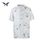 New design OEM fancy 100 cotton white printed cheap hawaiian shirt for men