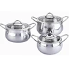 SGS 6pcs apple shaped cooking pots stainless steel cookware sets with steel double handles glass lids
