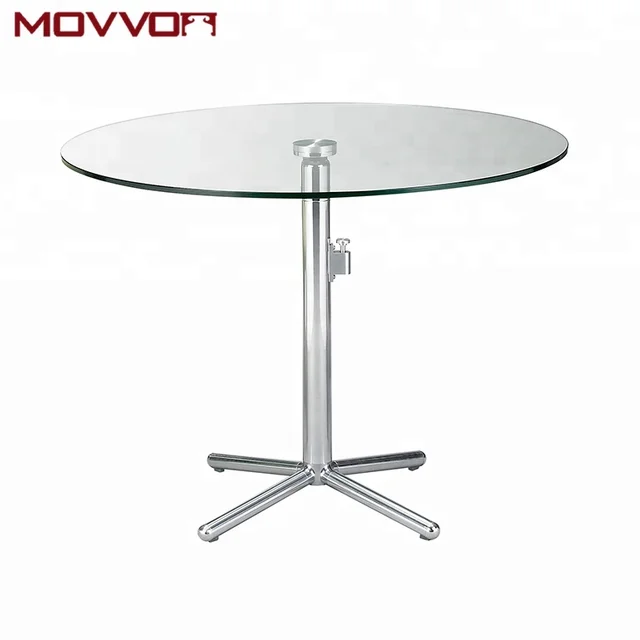 pillar <strong>glass</strong> top aluminium base folding round dining table for