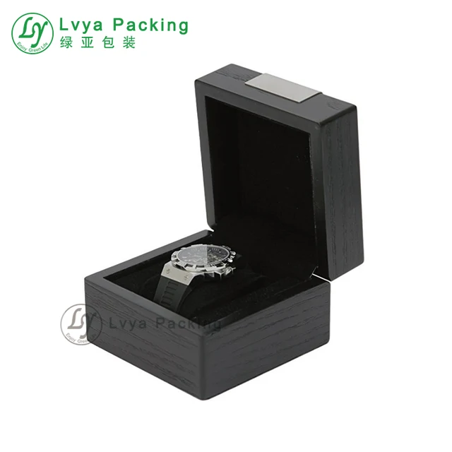custom thick black wooden single watch gift box