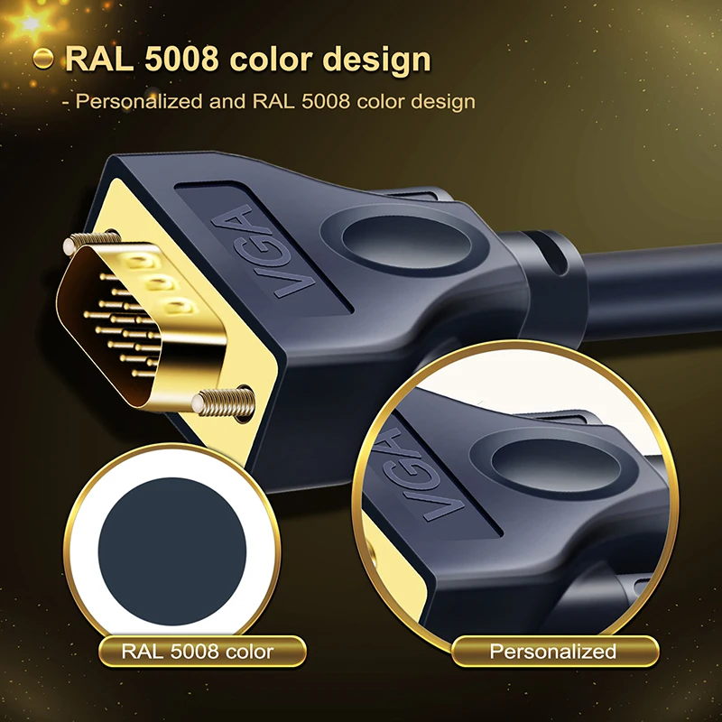 CABLETIME VGA Cable Fireproof 3+9C Braided High Premium Shielding VGA to VGA M/M 15 PIN 1.8m 6ft - ANKUX.COM