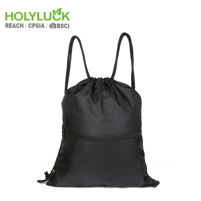 210d polyester drawstring shoe backpack promotion with zipper