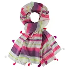 Lady polyester woven printed scarf with tassels soft beach shawl