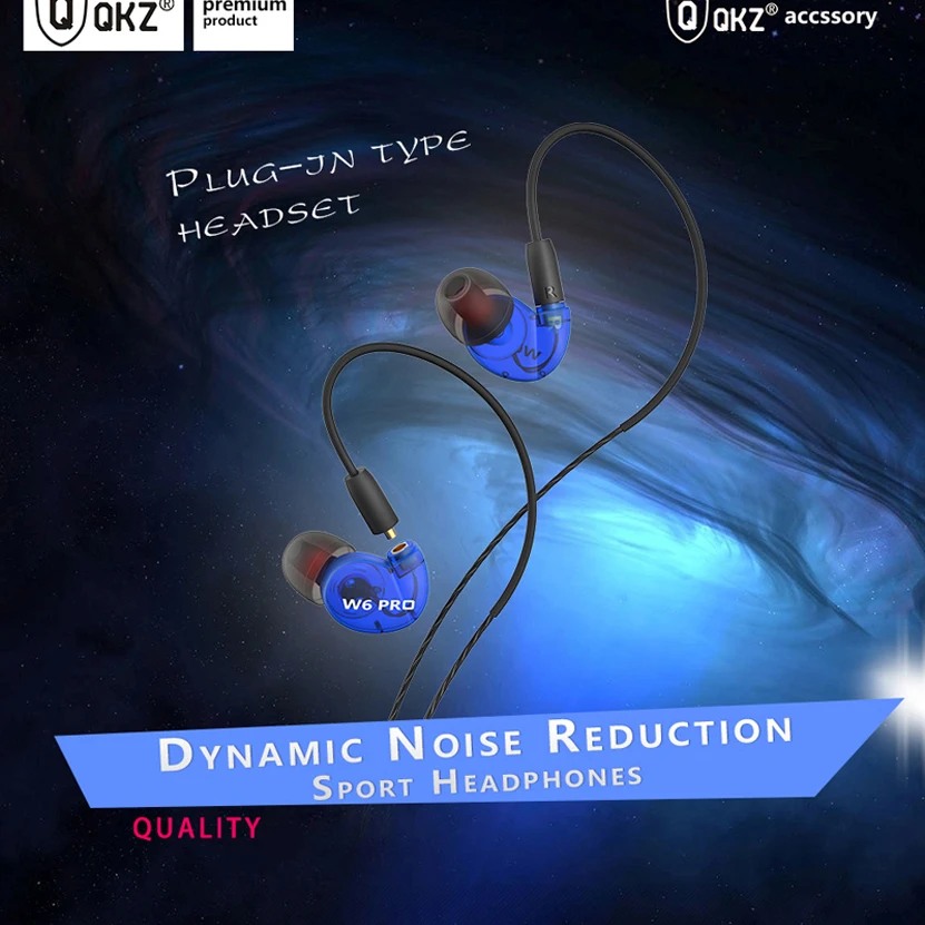 QKZ W6 PRO 3.5mm Jack fone de ouvido Outdoors Sports Earbud Hifi Quality Detachable Headphone - ANKUX.COM