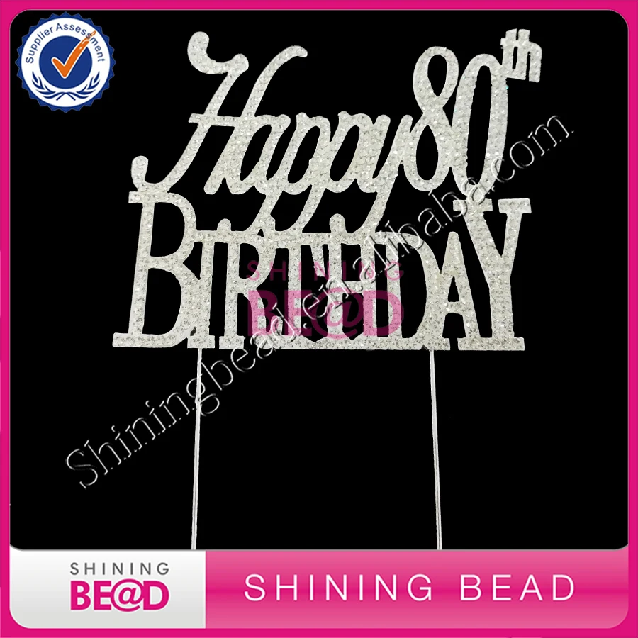 lovely crystal cake topper happy birthday cupcake rhinestone