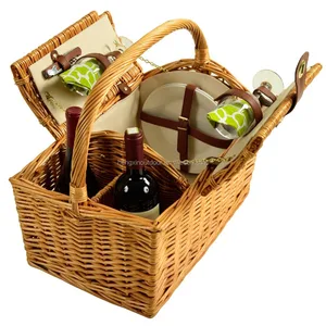 wholesale cheap willow wine hamper wicker empty picnic basket