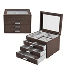 Simple wood multilayer display jewelry storage box vintage style jewelry box