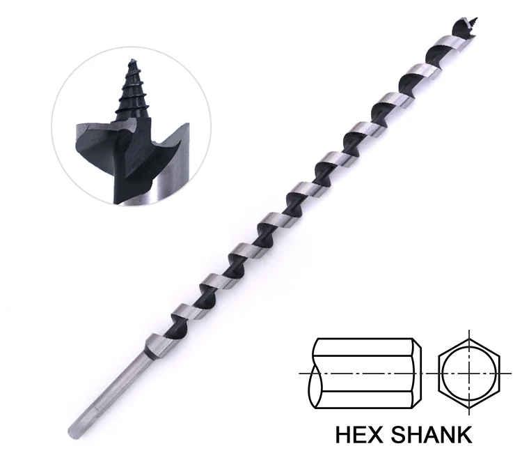 6Pcs 460mm Hex Shank Wood Auger Drill Bit Set in Case