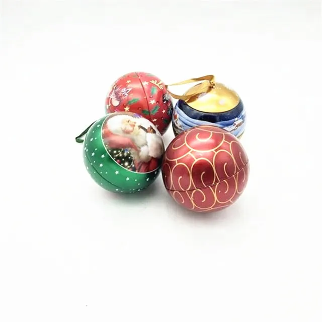 decorative metal christmas tin ball for candy
