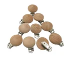 Wholesale Beech Wood Round Pacifier Clips In 3.5cm Diameter For Baby Teether Toys