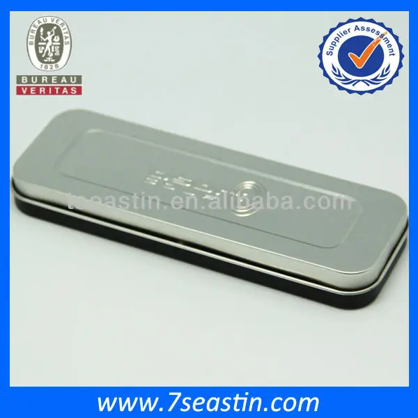 rectangular tin box with pvc window /hinged tin watch box