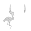 brand new 925 sterling silver jewelry asymmetrical micro pave cubic zirconia bird flamingo huggie sterling silver earring