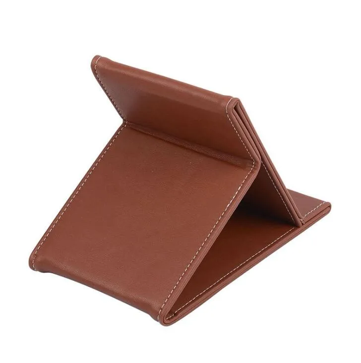 square shaped promotional leather card holder with mirror