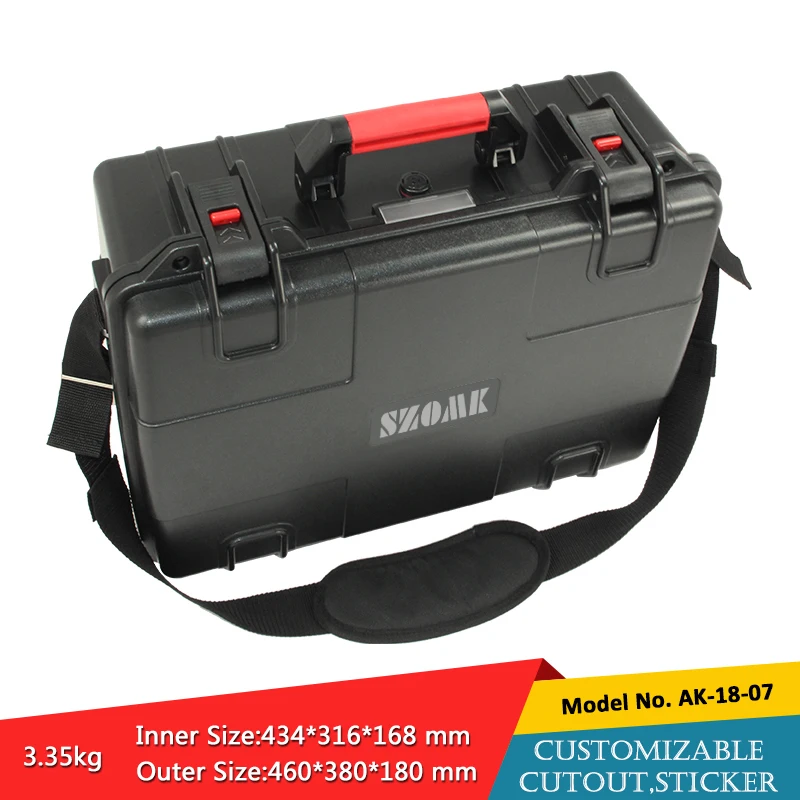 szomk waterproof ABS plastic equipment case with handle plastic intrument case with foam (7)