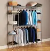 Expandable Metal Wardrobe Closet Organizer Storage Shelf Bedroom Clothes Rack Shelf