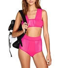 high waist mesh hollow out sports swimwear bikini for woman